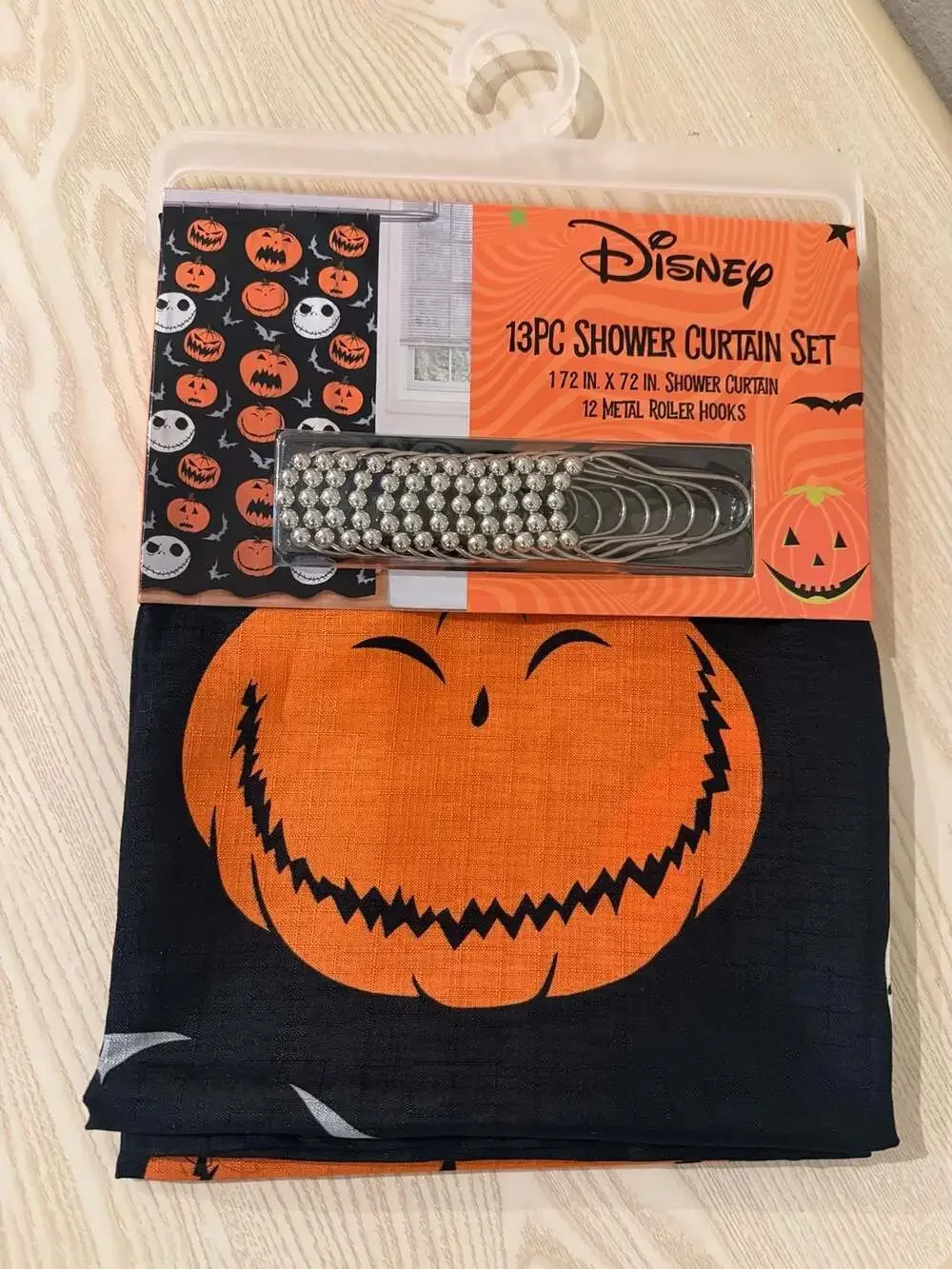 Disney Nightmare Before Christmas 13Pc Shower Curtain Set Pumpkin Jack skel.